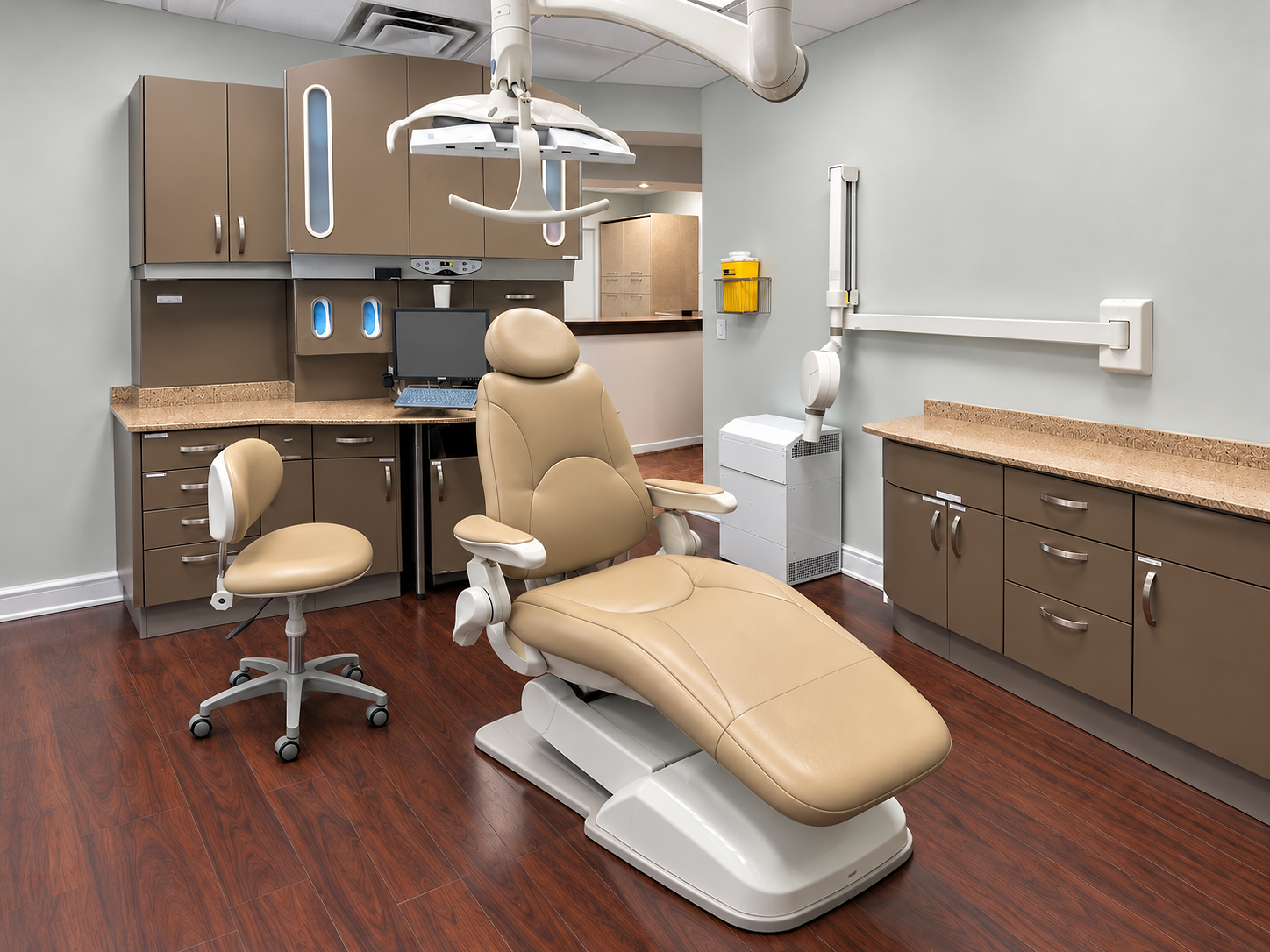 Dental treatment room with chair